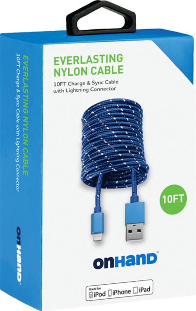 OnHand Charging CBL 10ft BP USB-A to Lightning (MFi certified), Blue - ONLINE ONLY