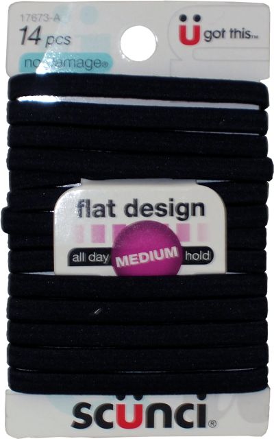 PONYTAIL HOLDER 14CT BLK FLAT EL